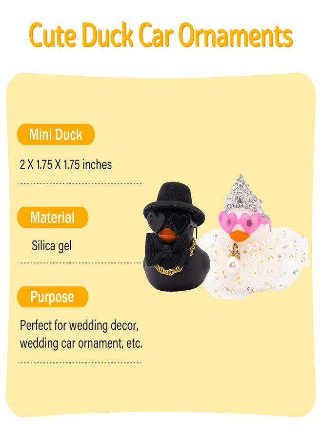 wonuu Pair Set of 2 Colorful Wedding Rubber Ducks, Bride Groom Duckies Marriage Rubber Duck Mini Couple Ducky for Ceremony Gift Souvenir Marry Blessings Elegant Heartwarming Present, Black&White - Image 3